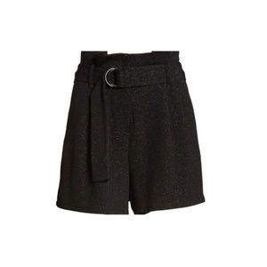 Leith Sparkle Paperbag High Waist Shorts Black